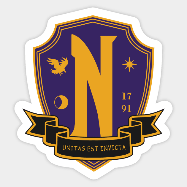 Nevermore Academy Crest Sticker by Mavis Fox